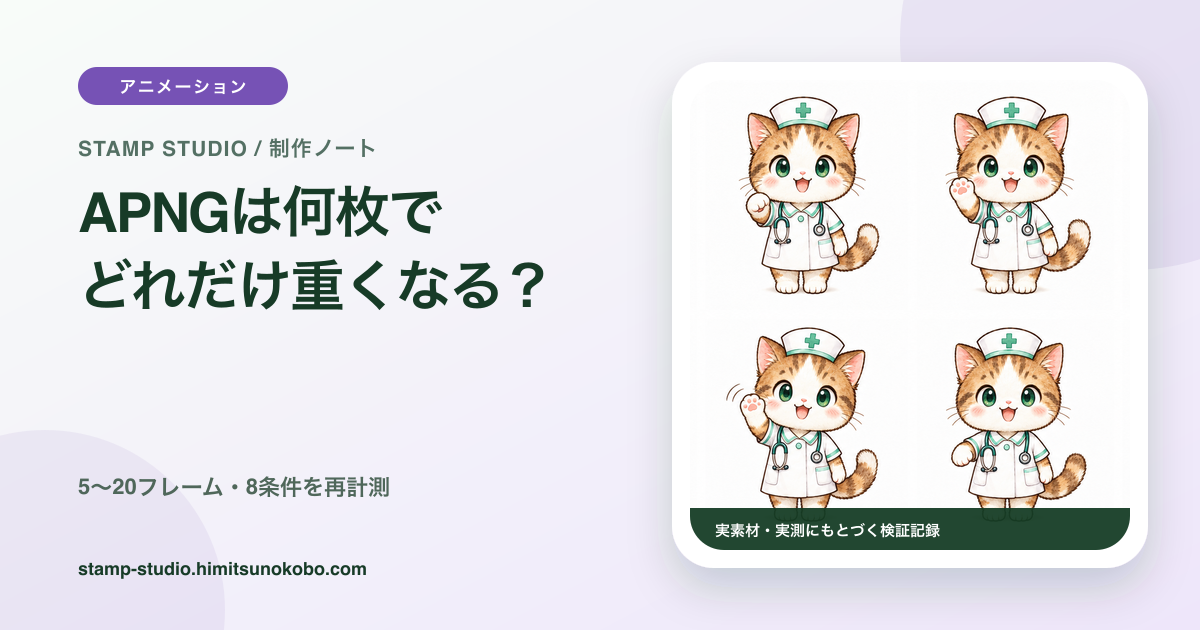 APNGのフレーム数と容量を8条件で比較する記事のアイキャッチ
